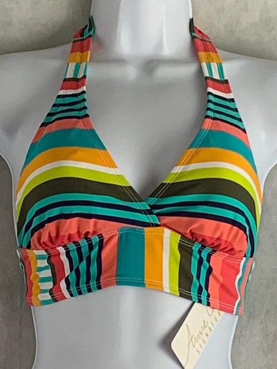 Anne Cole Other - Anne Cole Tropication Halter Bikini Top Swimsuit, Multicolor Stripes